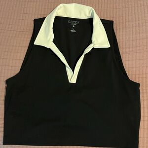 Z Supply Black and Cream Sleeveless Tank Top active wear